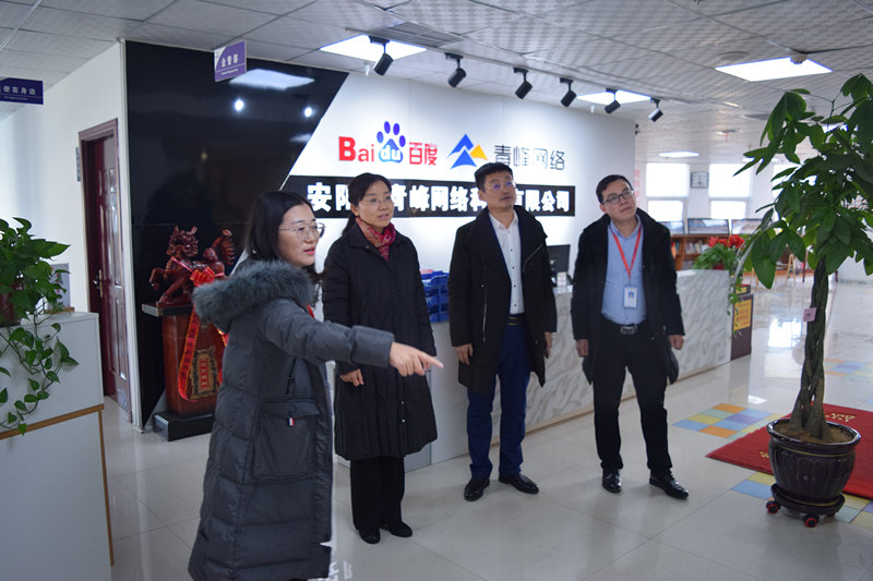 中共河南省委網(wǎng)信辦社評(píng)處處長(zhǎng)李麗同志，中共安陽(yáng)市委網(wǎng)信辦副主任、市互聯(lián)網(wǎng)行業(yè)黨委書(shū)記王曉萌同志蒞臨安陽(yáng)青峰網(wǎng)絡(luò)參觀指導(dǎo)！